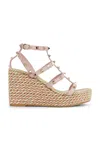 Valentino Rockstud Torchon Espadrilla Wedge