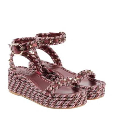 Valentino Garavani Rockstud Torchon Espadrille Sandals In Multi