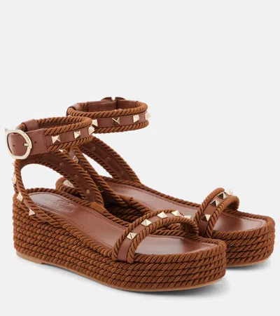 VALENTINO GARAVANI ROCKSTUD TORCHON LEATHER ESPADRILLES