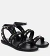 Valentino Torchon Rope-trimmed Studded Leather Sandals In Schwarz