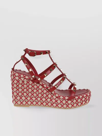 VALENTINO GARAVANI ROCKSTUD TORCHON WEDGE ESPADRILLES