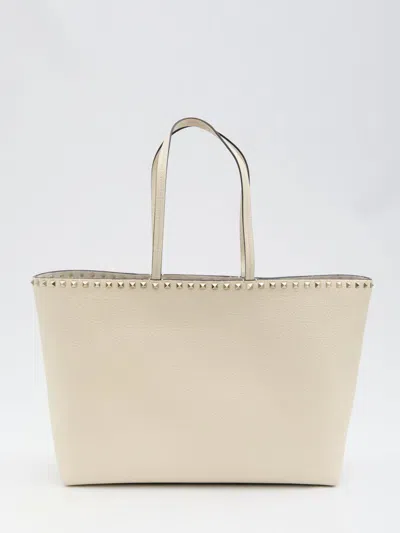 Valentino Garavani Rockstud Tote Bag In Beige