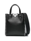 Valentino Black Leather Rockstud Handbag In Black