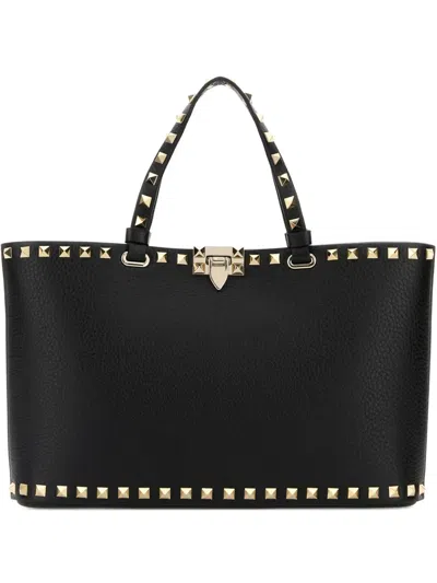 Valentino Garavani Black Leather Rockstud Handbag