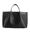 Valentino Structured Rockstud Leather Handbag With Metal Studs In Black