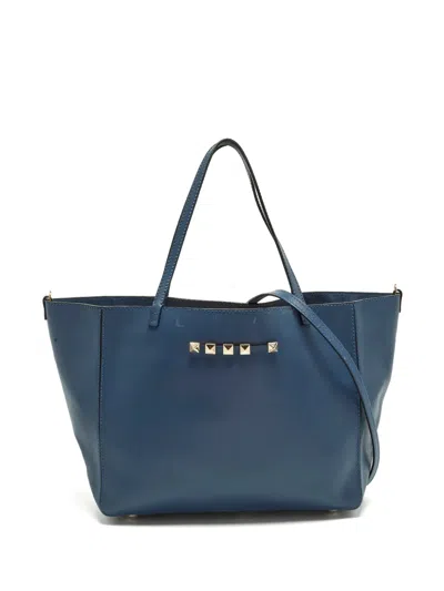 Pre-owned Valentino Garavani Rockstud Tote Bag In Blue