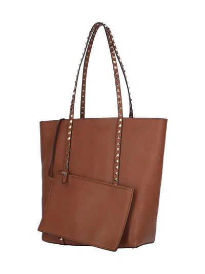 Valentino Garavani Rockstud Tote Bag In Brown