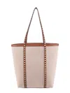 Valentino Leather And Canvas Shoulder Bag With Iconic Studs In Black