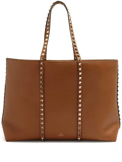 Valentino Garavani Rockstud Tote Bag In Brown