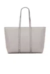 Valentino Rockstuds Leather Tote Bag In Dove Grey