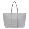 Valentino Rockstuds Leather Tote Bag In Grey
