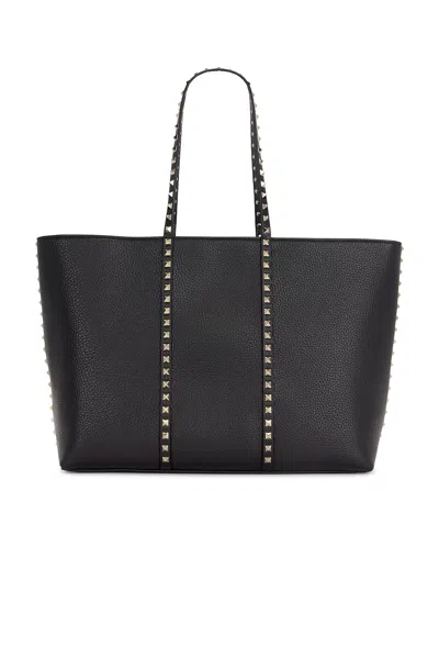 Valentino Garavani Rockstud Leather Tote Bag In Black