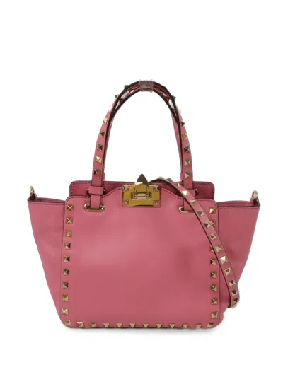 Pre-owned Valentino Garavani Rockstud Tote Bag In Pink