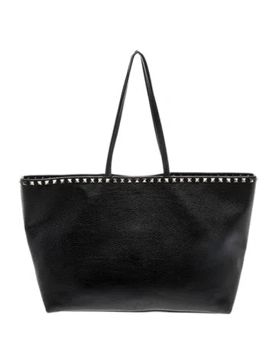 Pre-owned Valentino Garavani Rockstud Tote In Black