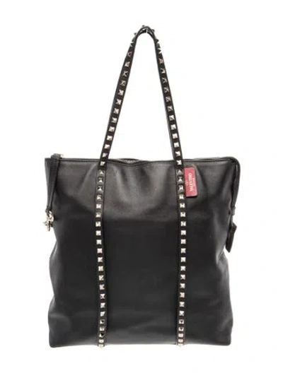 Pre-owned Valentino Garavani Rockstud Tote In Black