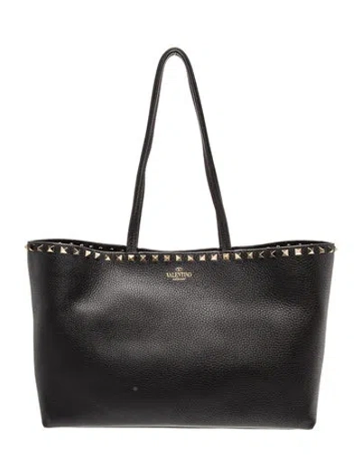 Pre-owned Valentino Garavani Rockstud Tote In Black