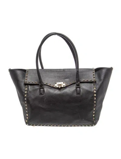 Pre-owned Valentino Garavani Rockstud Tote In Black