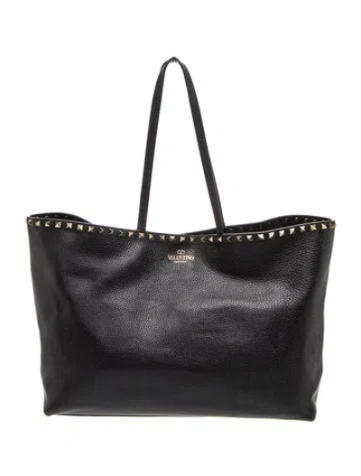 Pre-owned Valentino Garavani Rockstud Tote In Black