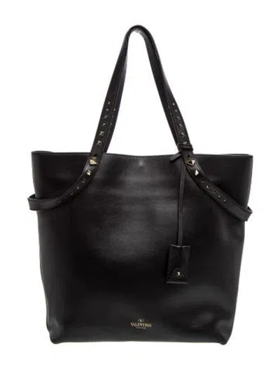 Pre-owned Valentino Garavani Rockstud Tote In Black