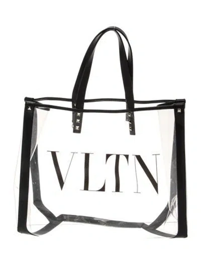 Pre-owned Valentino Garavani Rockstud Tote In Black/clear
