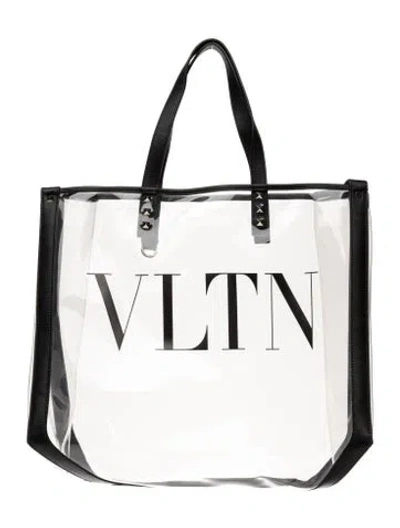Pre-owned Valentino Garavani Rockstud Tote In Black/clear