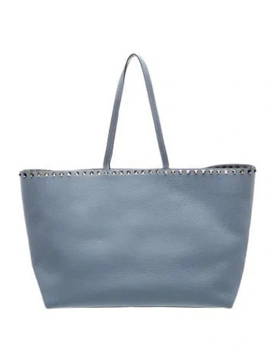 Pre-owned Valentino Garavani Rockstud Tote In Blue