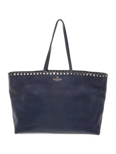 Pre-owned Valentino Garavani Rockstud Tote In Blue