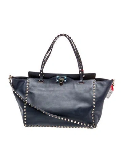 Pre-owned Valentino Garavani Rockstud Tote In Blue