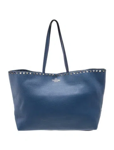 Pre-owned Valentino Garavani Rockstud Tote In Blue