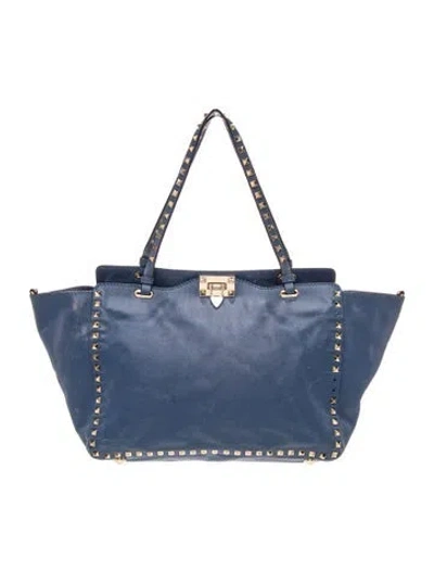 Pre-owned Valentino Garavani Rockstud Tote In Blue