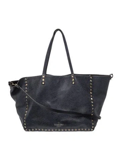 Pre-owned Valentino Garavani Rockstud Tote In Blue