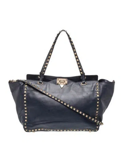 Pre-owned Valentino Garavani Rockstud Tote In Blue