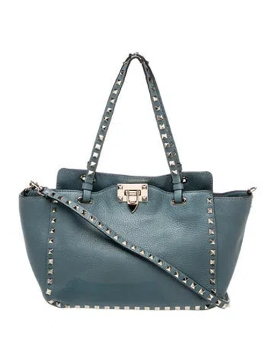 Pre-owned Valentino Garavani Rockstud Tote In Blue