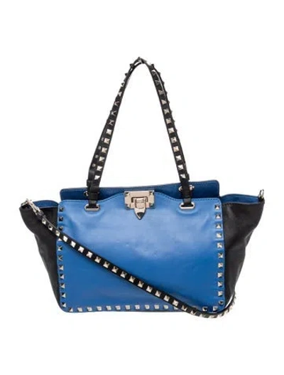 Pre-owned Valentino Garavani Rockstud Tote In Blue