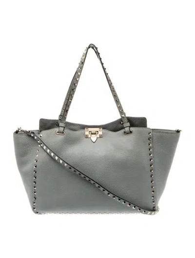 Pre-owned Valentino Garavani Rockstud Tote In Gray