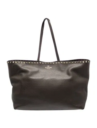Pre-owned Valentino Garavani Rockstud Tote In Gray