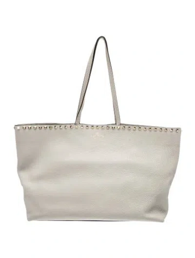 Pre-owned Valentino Garavani Rockstud Tote In Gray