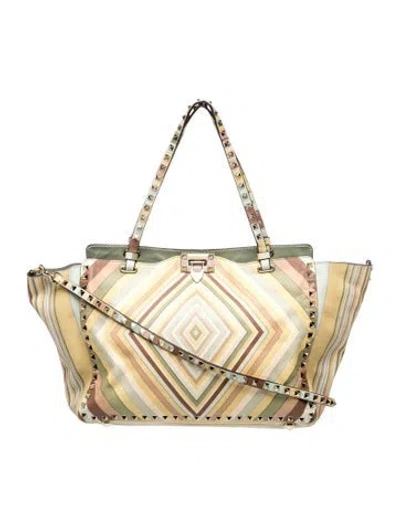 Pre-owned Valentino Garavani Rockstud Tote In Green