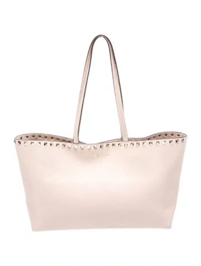 Pre-owned Valentino Garavani Rockstud Tote In Neutral