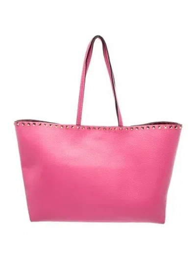 Pre-owned Valentino Garavani Rockstud Tote In Pink