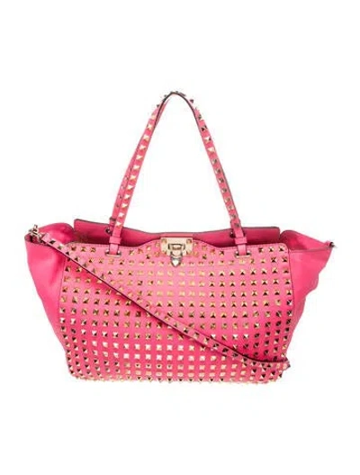 Pre-owned Valentino Garavani Rockstud Tote In Pink