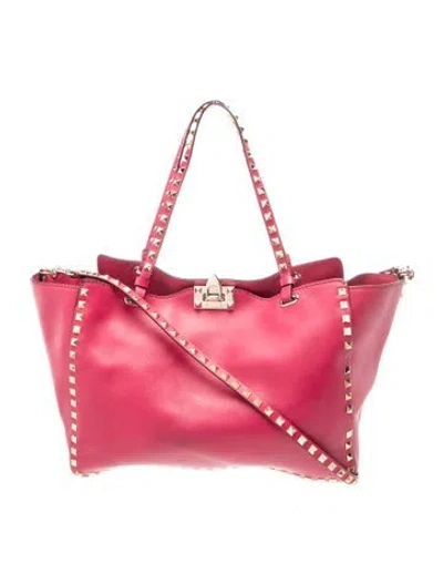 Pre-owned Valentino Garavani Rockstud Tote In Pink