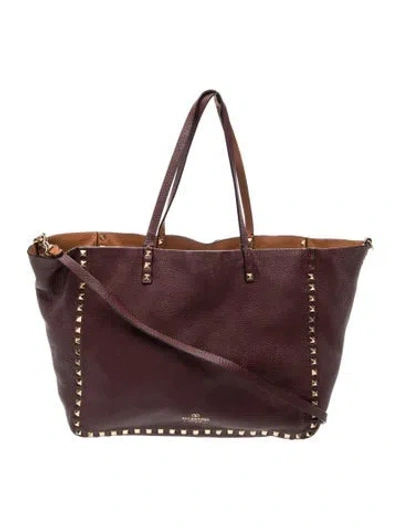 Pre-owned Valentino Garavani Rockstud Tote In Purple