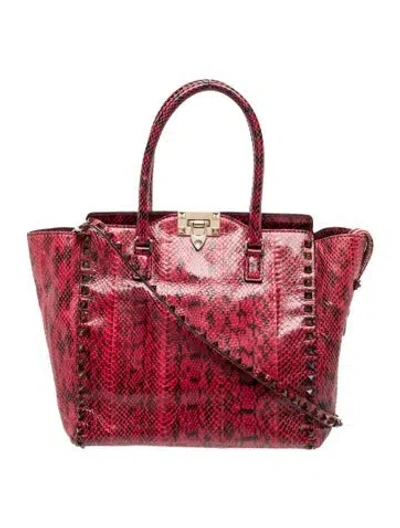 Pre-owned Valentino Garavani Rockstud Tote In Red