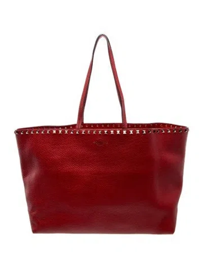 Pre-owned Valentino Garavani Rockstud Tote In Red