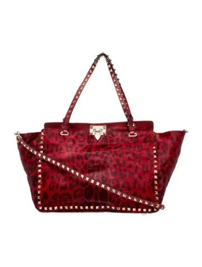 Pre-owned Valentino Garavani Rockstud Tote W/ Tags In Red