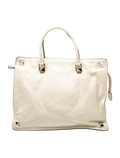 Pre-owned Valentino Garavani Rockstud Tote In White