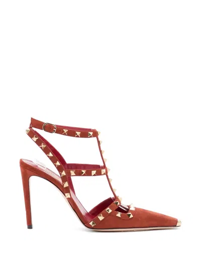 Valentino Garavani Rockstud T-strap Pumps In Red