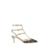 Valentino Rockstud Tweed Cage Pumps In Multi
