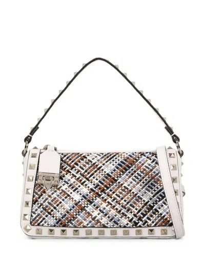 Valentino Garavani Rockstud Tweed Shoulder Bag In Multi
